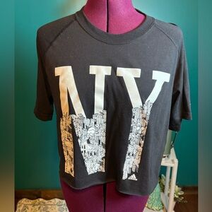 Adidas Cropped Black NY Graphic T-Shirt